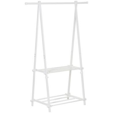 Homcom Steel Freestanding Clothes Rail With 2 Shelves White