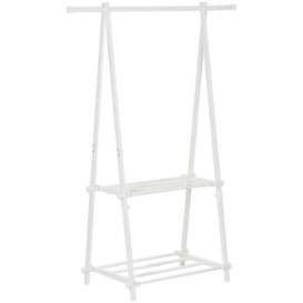 Homcom Steel Freestanding Clothes Rail With 2 Shelves White