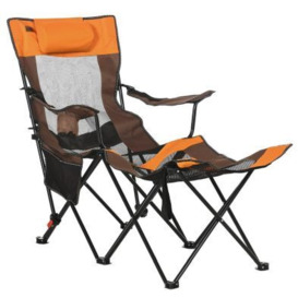 Outsunny Foldable Reclining Garden Chairs with Footrest and Adjustable Backrest