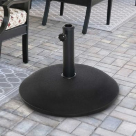 Outsunny 25kgs Round Umbrella Base Concrete Parasol Weight Stand Patio Outdoor Black Dia 49cm