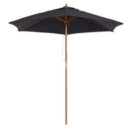 Outsunny 2.5 m Wooden Umbrella Parasol-Black