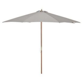 Outsunny 3(M) Fir Wooden Parasol Garden Umbrellas 8 Ribs Bamboo Sun Shade Patio Outdoor Umbrella Canopy Grey