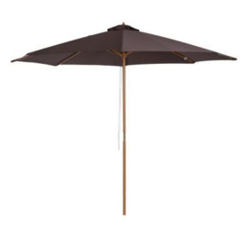 Outsunny 3(M) Fir Wooden Parasol Garden Umbrellas 8 Ribs Bamboo Sun Shade Patio Outdoor Umbrella Canopy Coffee