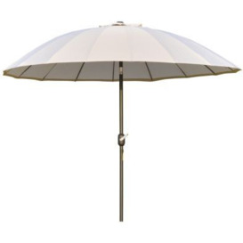 Outsunny 2.6M Shanghai Garden Parasol Umbrella With Crank & Tilt Adjustable Outdoor Sun Shade Off-White