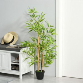 Outsunny Set Of 2 Artificial Bamboo Trees Decorative Plant With Nursery Pot For Indoor Outdoor Dcor 120cm