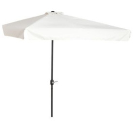 Outsunny 2.3m Half Round Parasol Umbrella Balcony Metal Frame Outdoor NO BASE Cream White