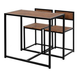 Homcom 3 Pcs Table Stool Set Industrial Design W/ Steel Frame Medium-Density Fibreboard Panels Living Room Bar Modern Furniture