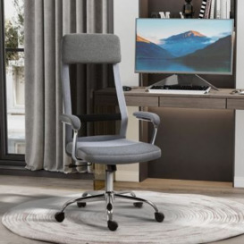 Vinsetto Office Chair Linen-Feel Mesh Fabric High Back Swivel Computer Task Desk Chair For Home With Arm Wheels Grey