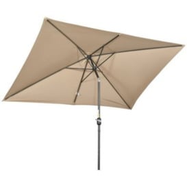 Outsunny 3x2m Patio Parasol Garden Umbrellas Canopy with Aluminum Tilt Crank Rectangular Sun Shade Steel
