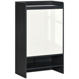 Homcom Modern Shoe Cabinet With High Gloss White Doors And Open Shelves