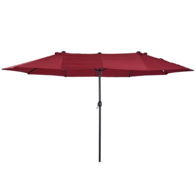 Outsunny 4.6M Double-Sided Patio Parasol Sun Umbrella-Wine Red