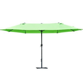 Outsunny 4.6M Sun Umbrella Canopy Double-Sided Crank Sun Shade With Cross Base Green