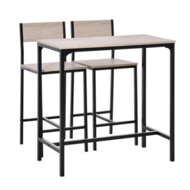 Homcom Metal Frame Medium-density fibreboard Top Table & Bar Stool Set Black