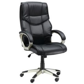 Homcom Home Office Chair High Back Computer Desk Chair With Faux Leather Adjustable Height Rocking Function Black