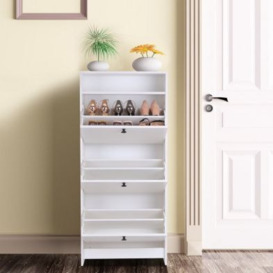 Homcom Three-Tipping Drawer Shoe Storage Cabinet - White