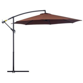 Outsunny Diameter 3M Hanging Umbrella Parasol-Coffee