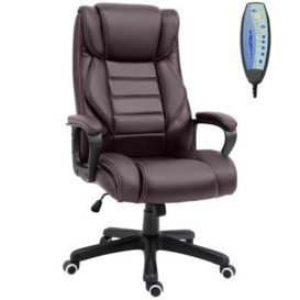 Vinsetto High Back Executive Office Chair 6- Point Vibration Massage Extra Padded Swivel Ergonomic Tilt Desk Seat Brown