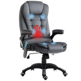 Vinsetto Massage Recliner Chair Heated Office Chair With Six Massage Points Velvet-Feel Fabric 360 Swivel Wheels Grey
