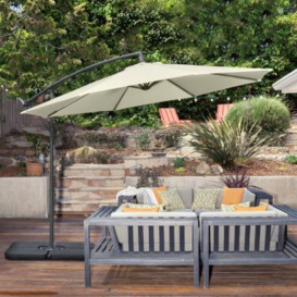 Outsunny 3(m) Garden Parasol Sun Shade Banana Umbrella Cantilever with Crank Handle