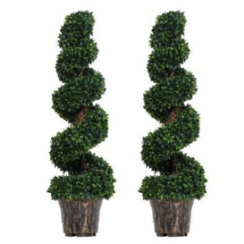 Outsunny Set of 2 Artificial Spiral Topiary Plant