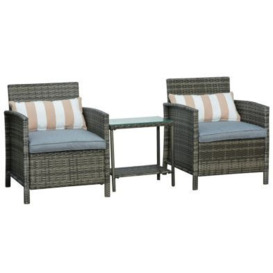 Outsunny 3 Pieces Pe Rattan Bistro Set