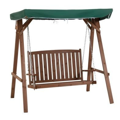 Outsunny Fir Wood 2-Seater Outdoor Garden Swing Chair With Canopy Green
