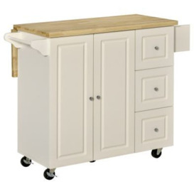 Homcom Drop-Leaf Kitchen Island on Wheels Utility Storage Cart with Drawers & Cabinet for Kitchen