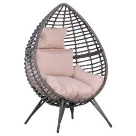 Outsunny Outdoor Egg Chair Pe Rattan Teardrop Chair With Full-Body Soft Padded Cushion Grey
