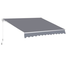 Outsunny 3 x 2.5m Manual Awning Canopy Sun Shade Shelter Retractable for Garden Grey