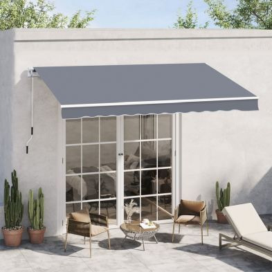 Outsunny Manual Retractable Awning Size (4M X3M)-Grey