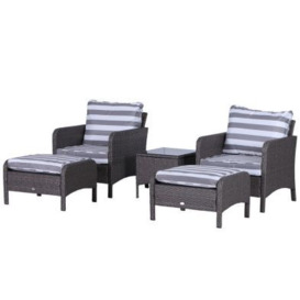 Outsunny 5 Pcs Pe Rattan Garden Furniture Set