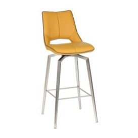 Contemporary Bar Stool Metal Tripod Legs - Faux Leather Yellow