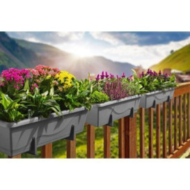 Gardenico Self-Watering Planter For Balconies 60cm - Stone Grey - Twin Pack