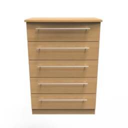 Sherwood Tall Chest of Drawers Natural 5 Drawers 77cm