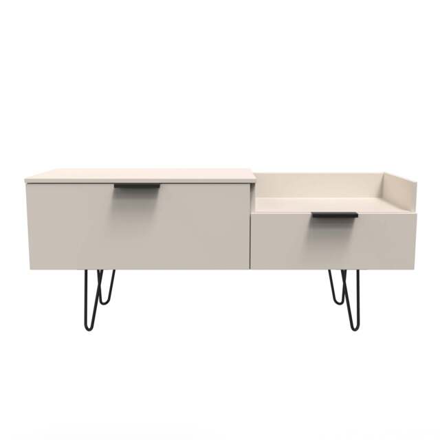 Hong Kong C TV Unit Off-White 1 Shelf 2 Drawers 128cm