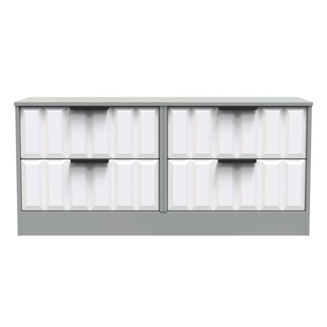 New York C Large Chest of Drawers White & Grey 4 Drawers 115cm