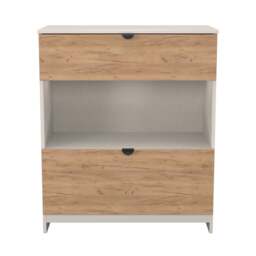 Bora Chest of Drawers Oak & Off-White 1 Shelf 2 Drawers 89cm