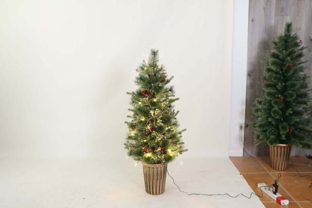 4ft Fibre Optic Christmas Tree Artificial - with LED Lights Warm White 90 Tips