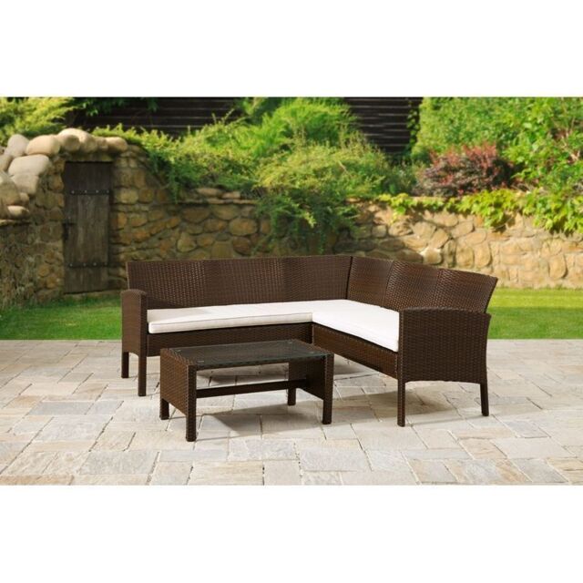 Nevada Rattan Garden Corner Sofa by Royalcraft - 5 Seats Grey Cushions