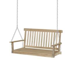 Outdoor 2 Seater Wooden Swing Chair BenchHammock Loveseat w/ Hanging Chain