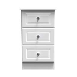 Balmoral Bedside Table White 3 Drawers 70cm