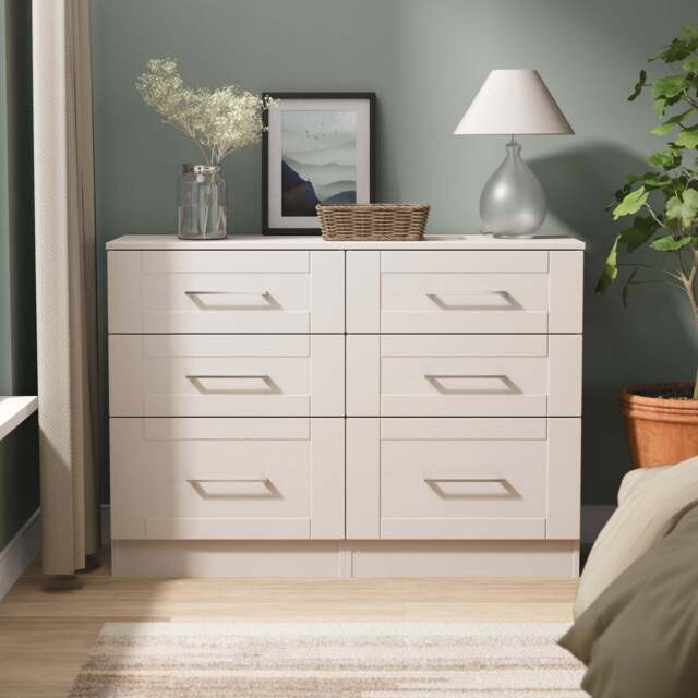 York Large Chest of Drawers Cream 6 Drawers 110cm