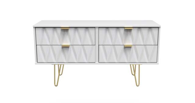 Diamond Large Chest of Drawers White 4 Drawers 115cm