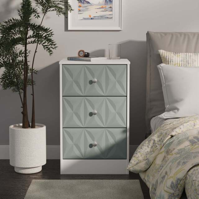 San Jose Bedside Table Teal & White 3 Drawers 45cm