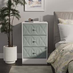 San Jose Bedside Table Teal & White 3 Drawers 45cm