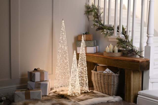 Christmas Christmas Set of 3 LED Clear Bead Tree - Warm White LED