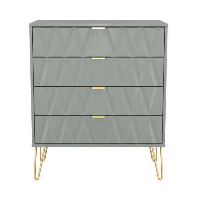 Diamond Chest of Drawers Grey 4 Drawers 93cm