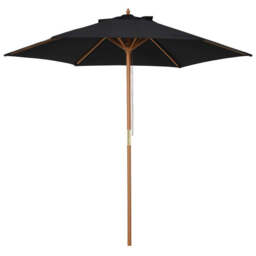 Outsunny 2.5M Wood Garden Parasol Sun Shade Patio Outdoor Wooden Umbrella Canopy Teak