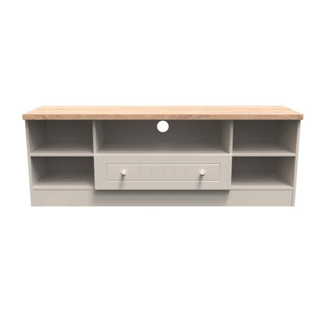 Vienna TV Unit Off-white & Light Oak 5 Shelves 1 Drawer 39cm