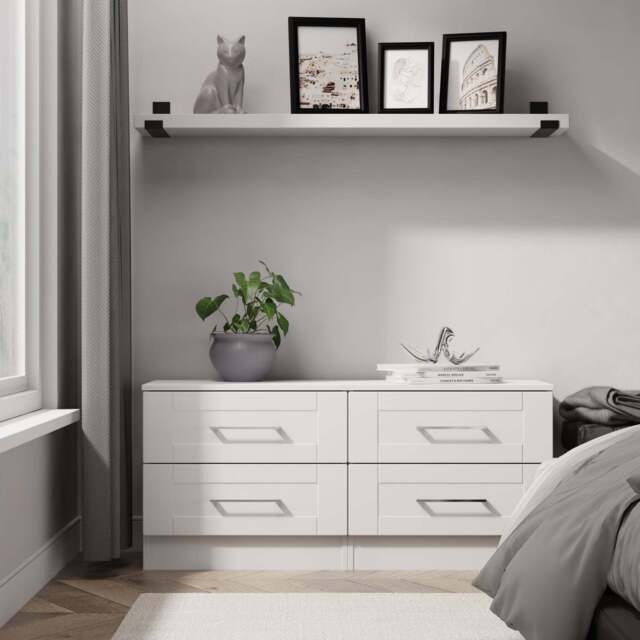 York Large Chest of Drawers White 4 Drawers 110cm